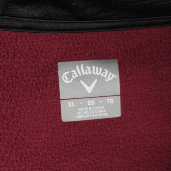 Callaway Golf Mens XL 1/4 Zip Maroon Pullover Side Pocket Jacket Athleisure Wear - Picture 9 of 9